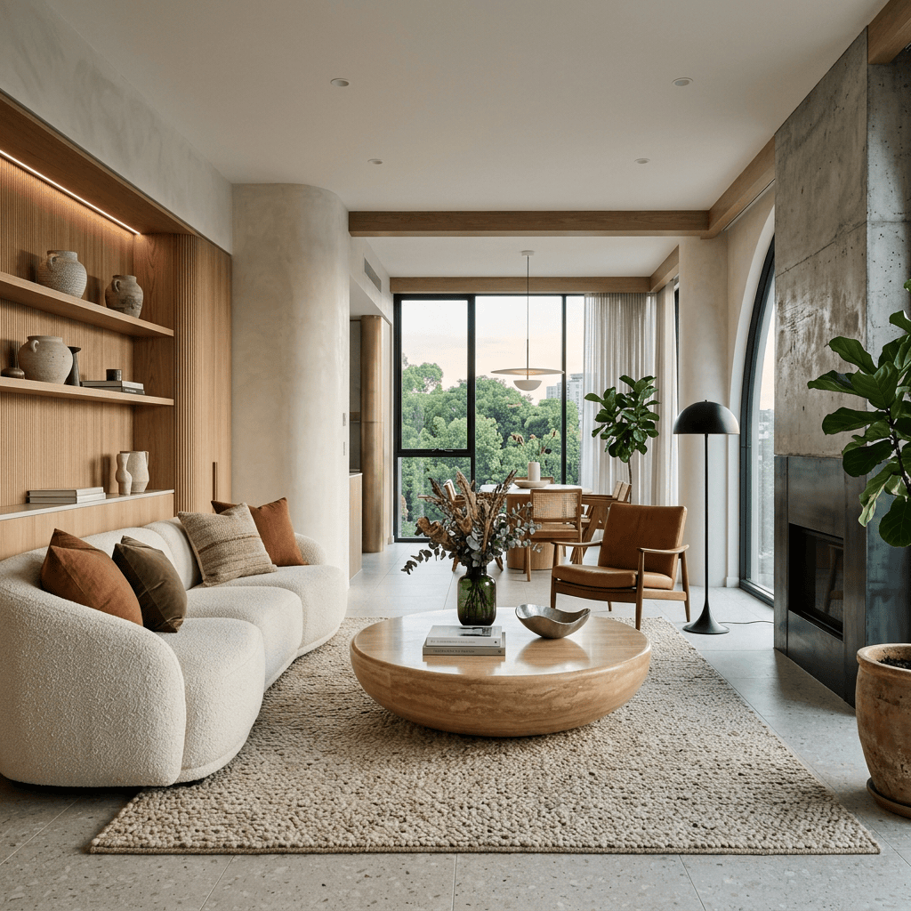 Modern interior with trending materials and textures 2026